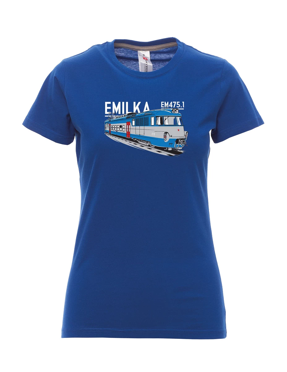 Královsky modré dámské tričko Elektrické jednotky 475.1 "Emilka"