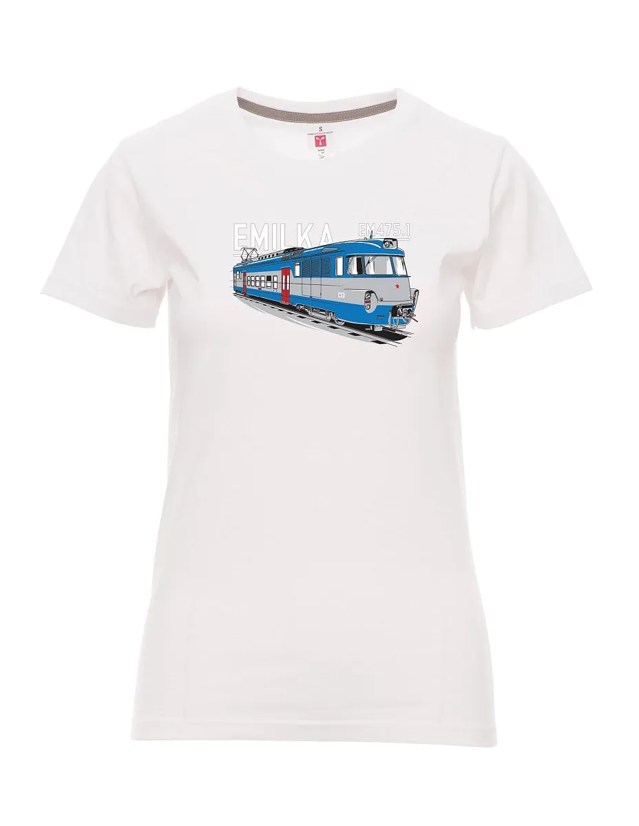 Bílé dámské tričko Elektrické jednotky 475.1 "Emilka"