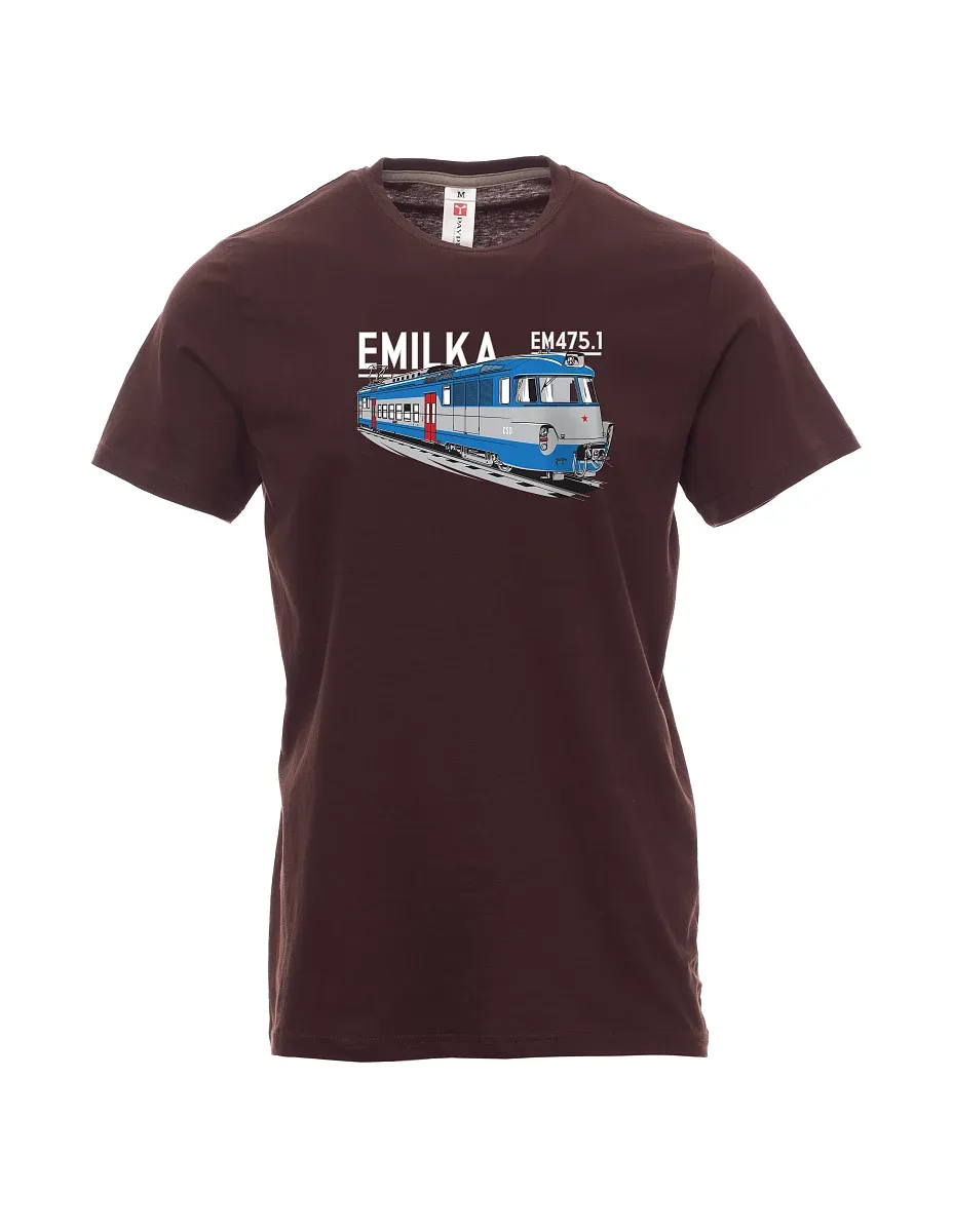 Tmavě hnědé pánské tričko Elektrické jednotky 475.1 "Emilka"