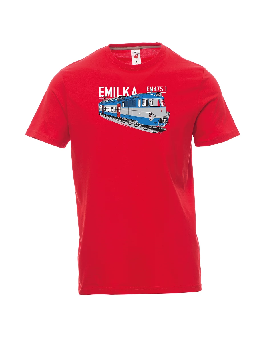 Červené pánské tričko Elektrické jednotky 475.1 "Emilka"
