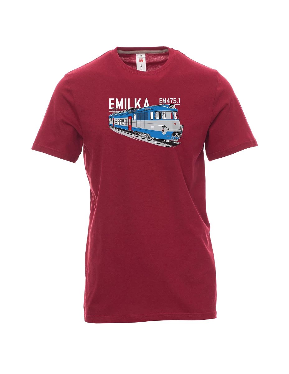 Tmavě červené pánské tričko Elektrické jednotky 475.1 "Emilka"