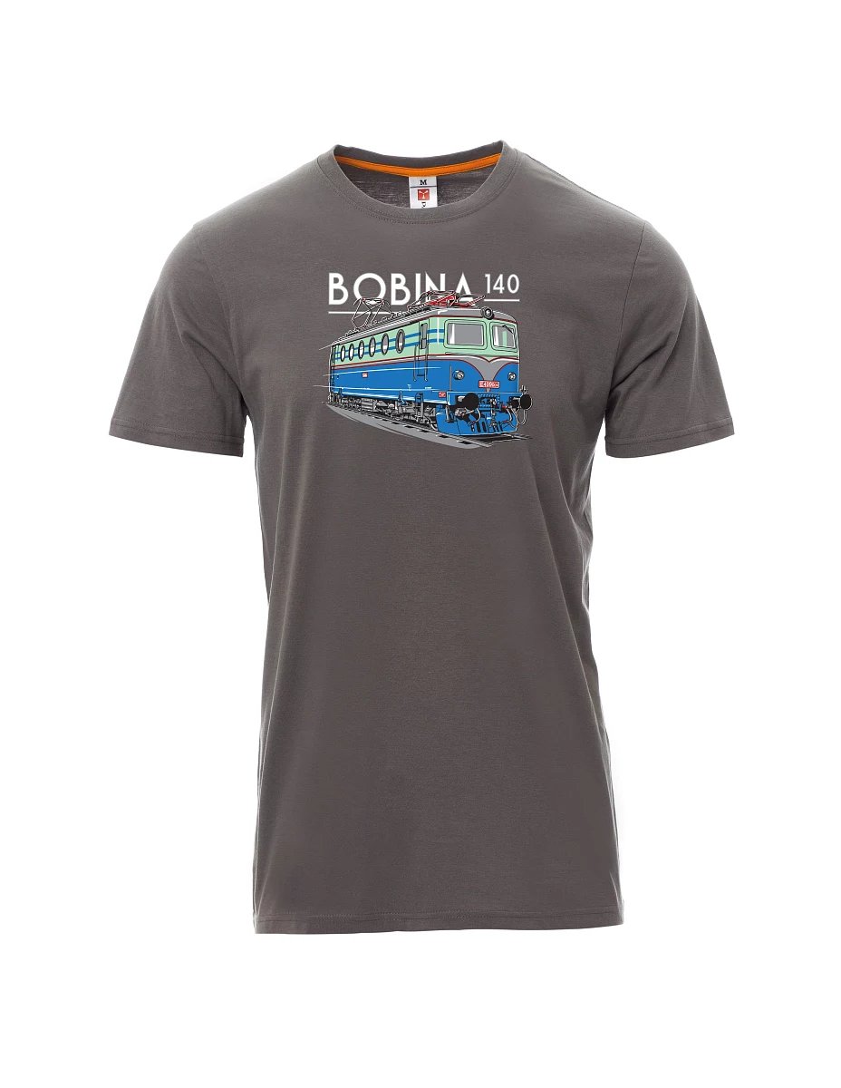 Šedé pánské tričko Lokomotiva 140 "Bobina"