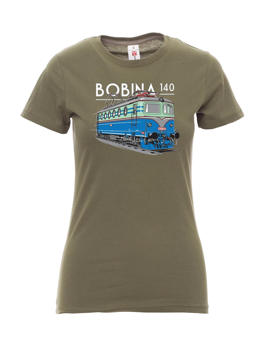 Khaki dámské tričko Lokomotiva 140 "Bobina"