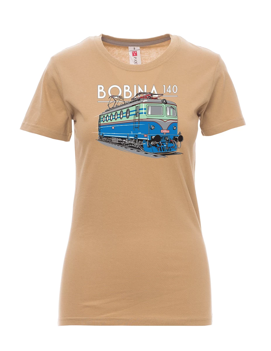 Hnědé dámské tričko Lokomotiva 140 "Bobina"