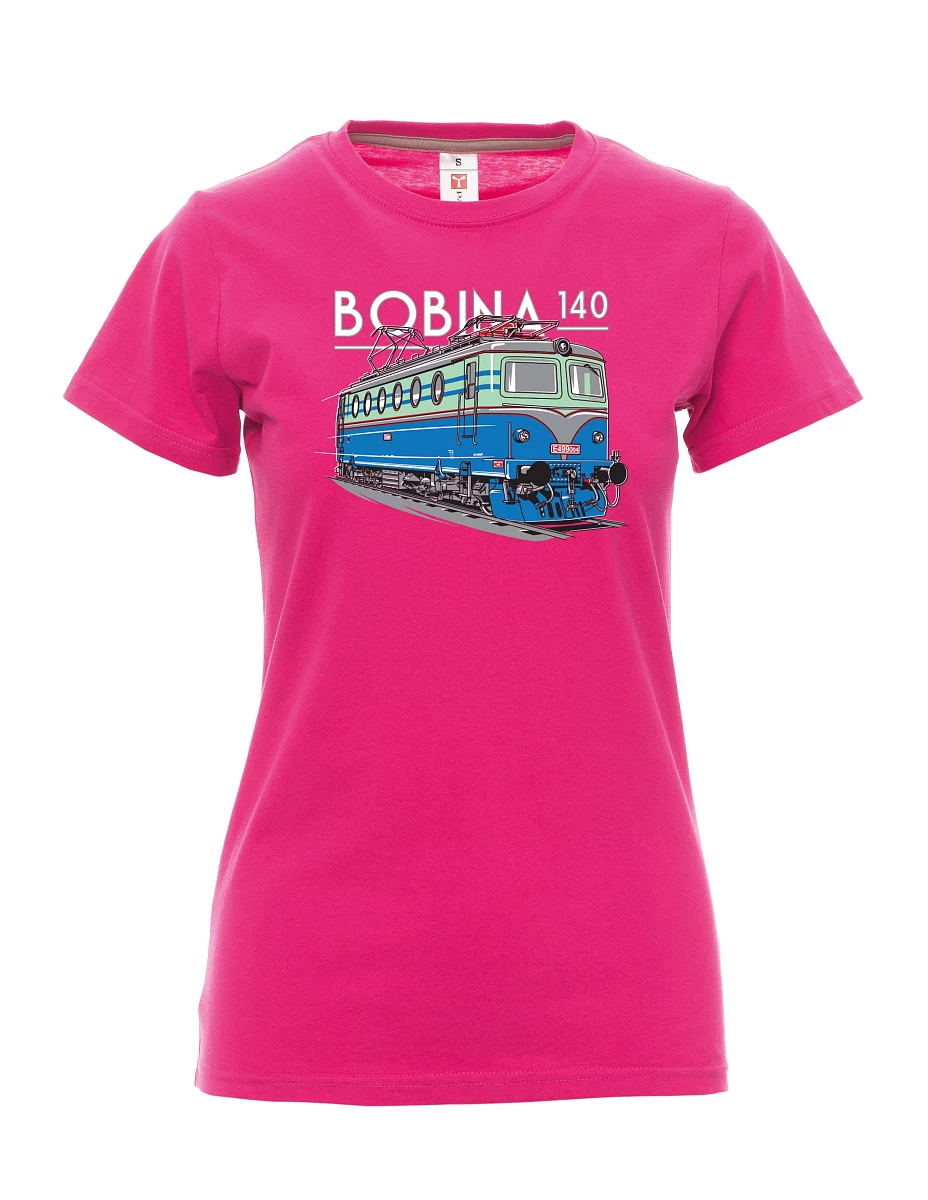 Růžové dámské tričko Lokomotiva 140 "Bobina"