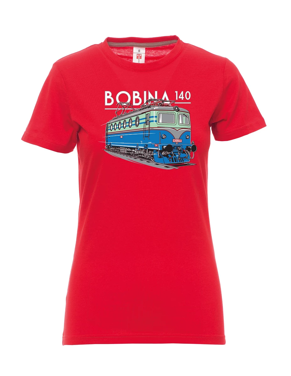 Červené dámské tričko Lokomotiva 140 "Bobina"