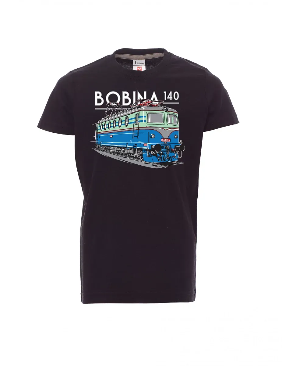 Černé dětské tričko Lokomotiva 140 "Bobina"