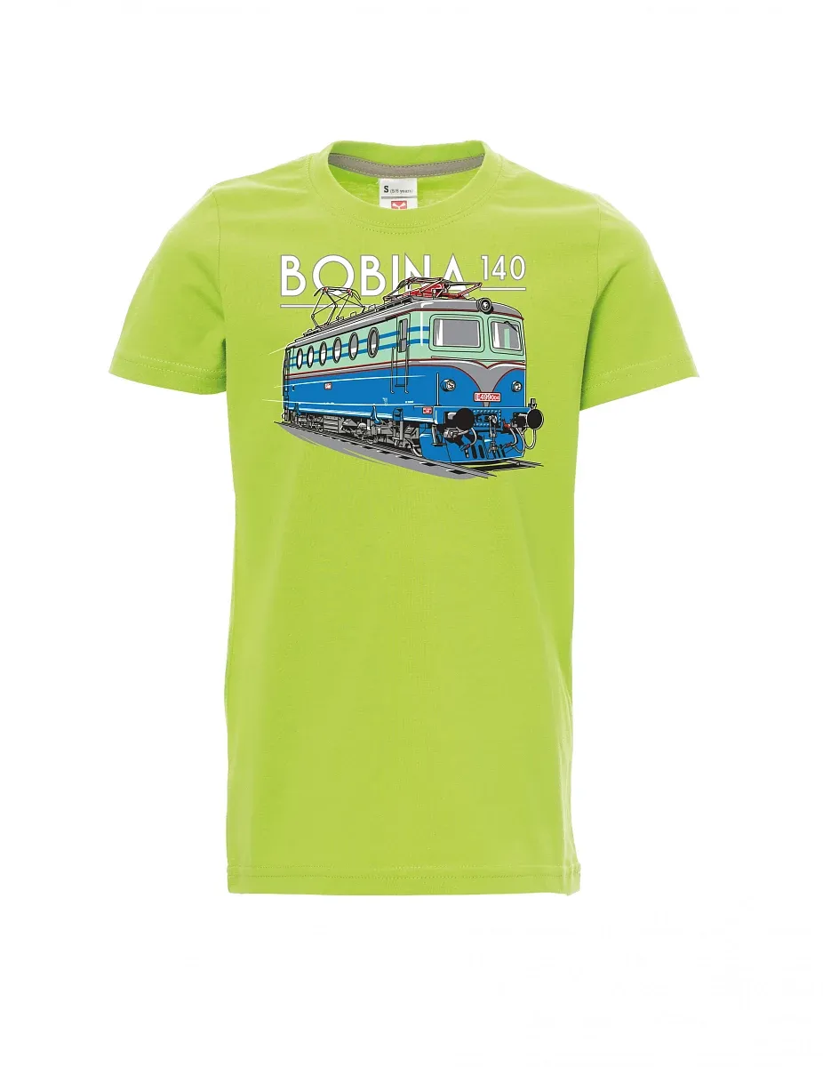 Světle zelené dětské tričko Lokomotiva 140 "Bobina"