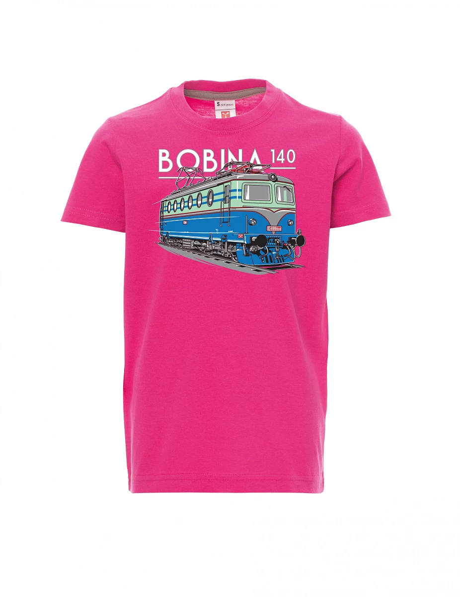 Růžové dětské tričko Lokomotiva 140 "Bobina"