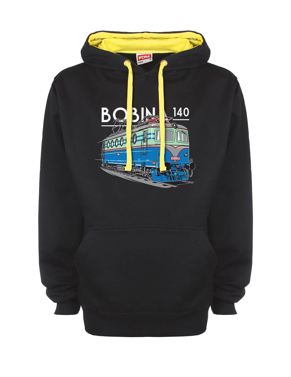 Žluto-černá mikina s Lokomotiva 140 "Bobina"