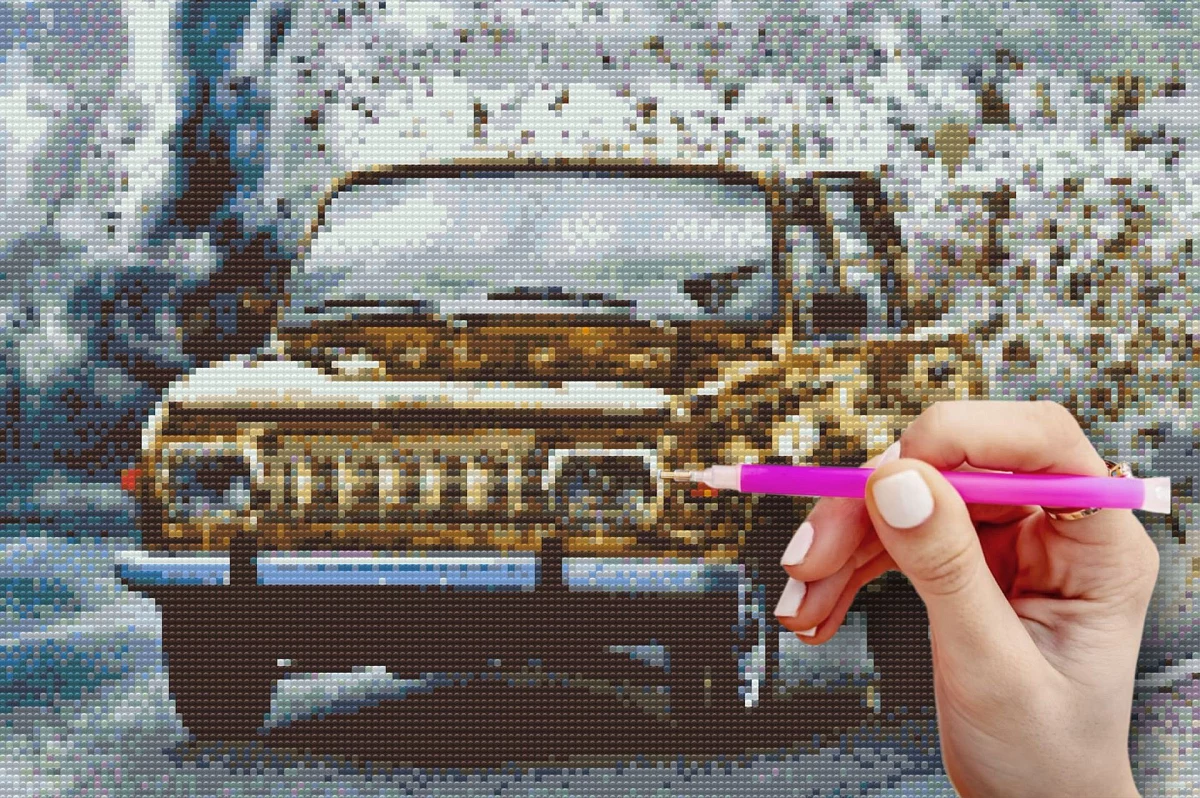 Diamantové malování podle čísel - obraz veterána Wartburk 353