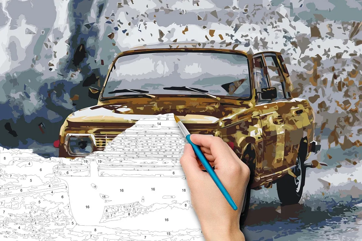Malování podle čísel - obraz veterána Wartburg 353