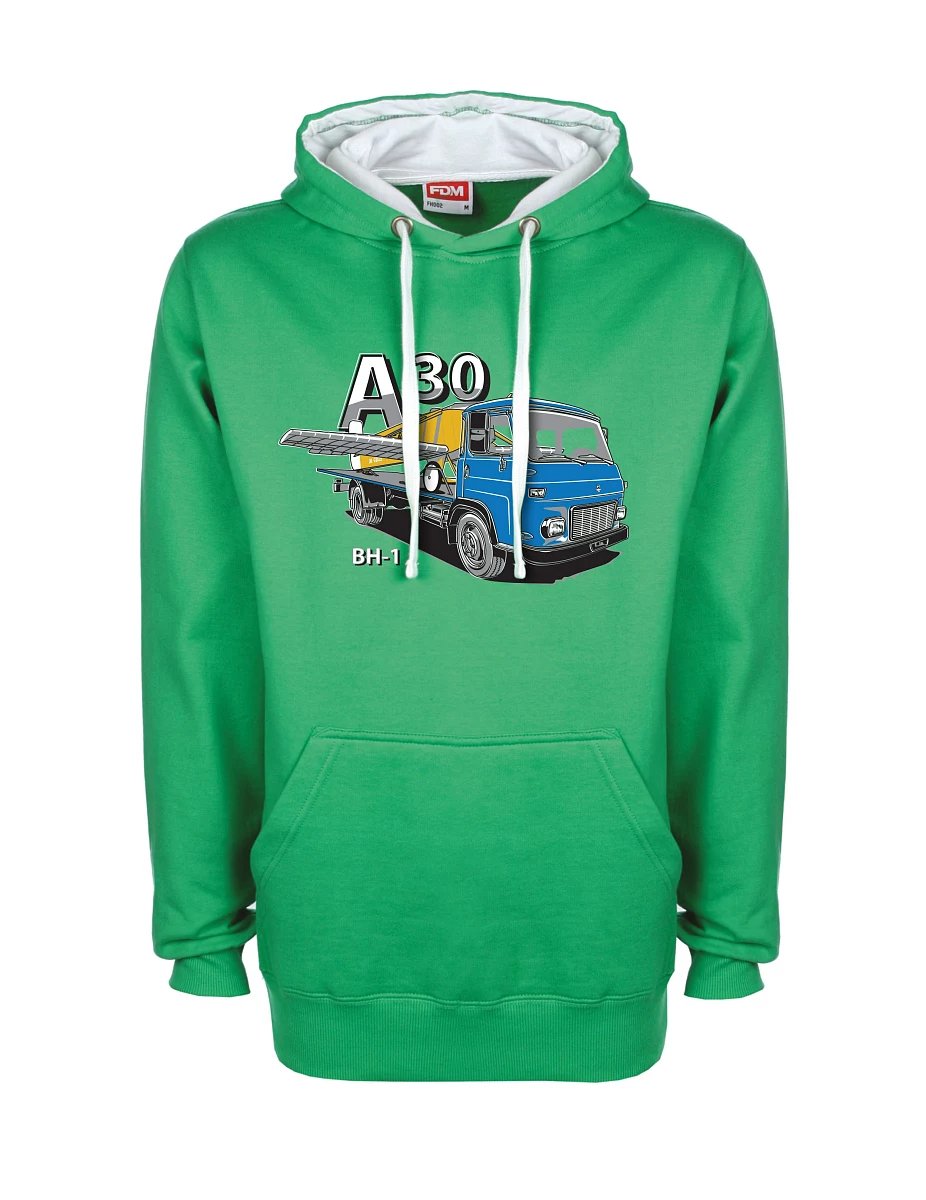 Bílo-zelená mikina Avia A30 a letadlo BH - 1
