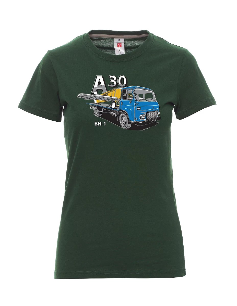 Tmavě zelené dámské tričko Avia A30 a letadlo BH - 1