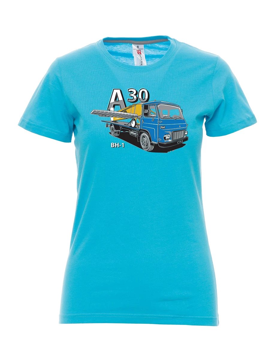 Atolově modré dámské tričko Avia A30 a letadlo BH - 1