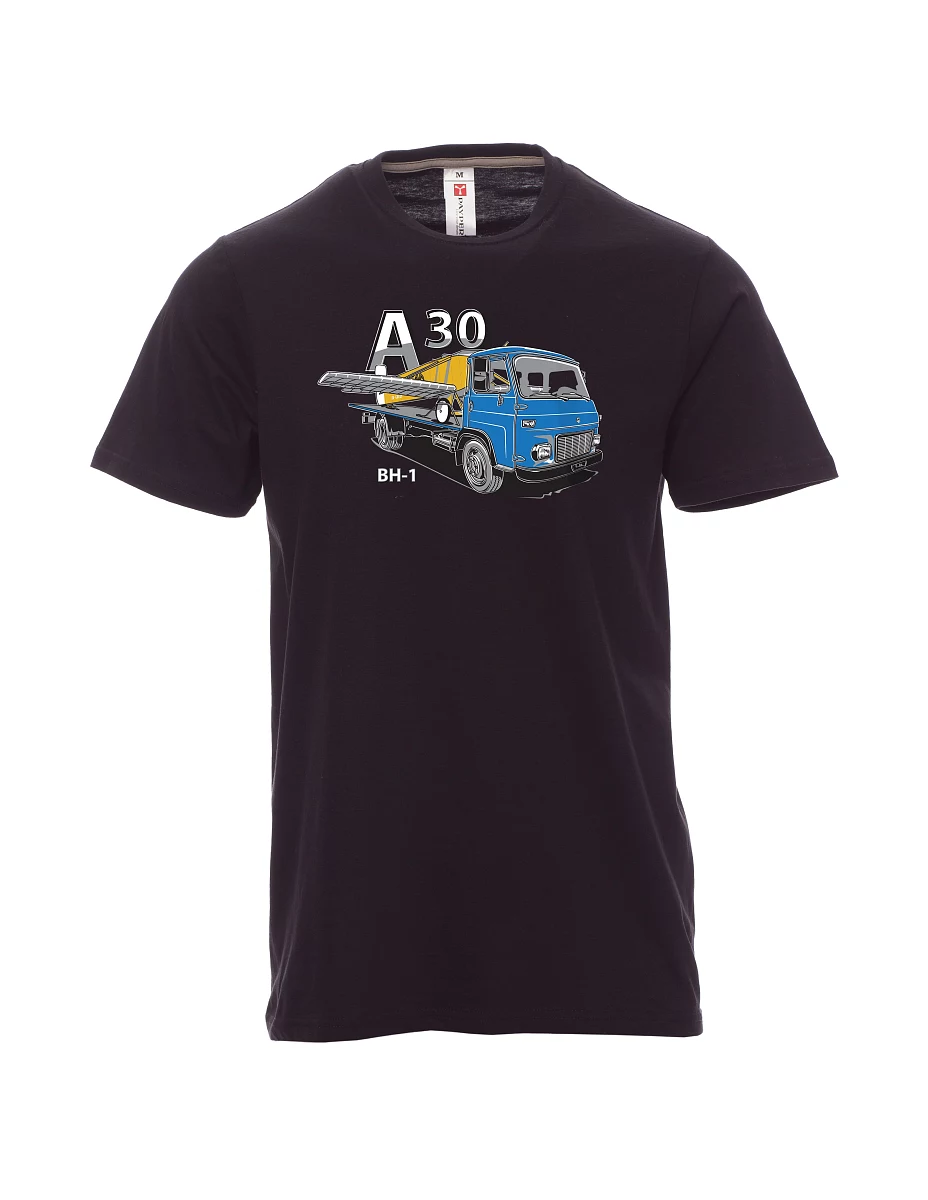 Černé pánské tričko Avia A30 a letadlo BH - 1