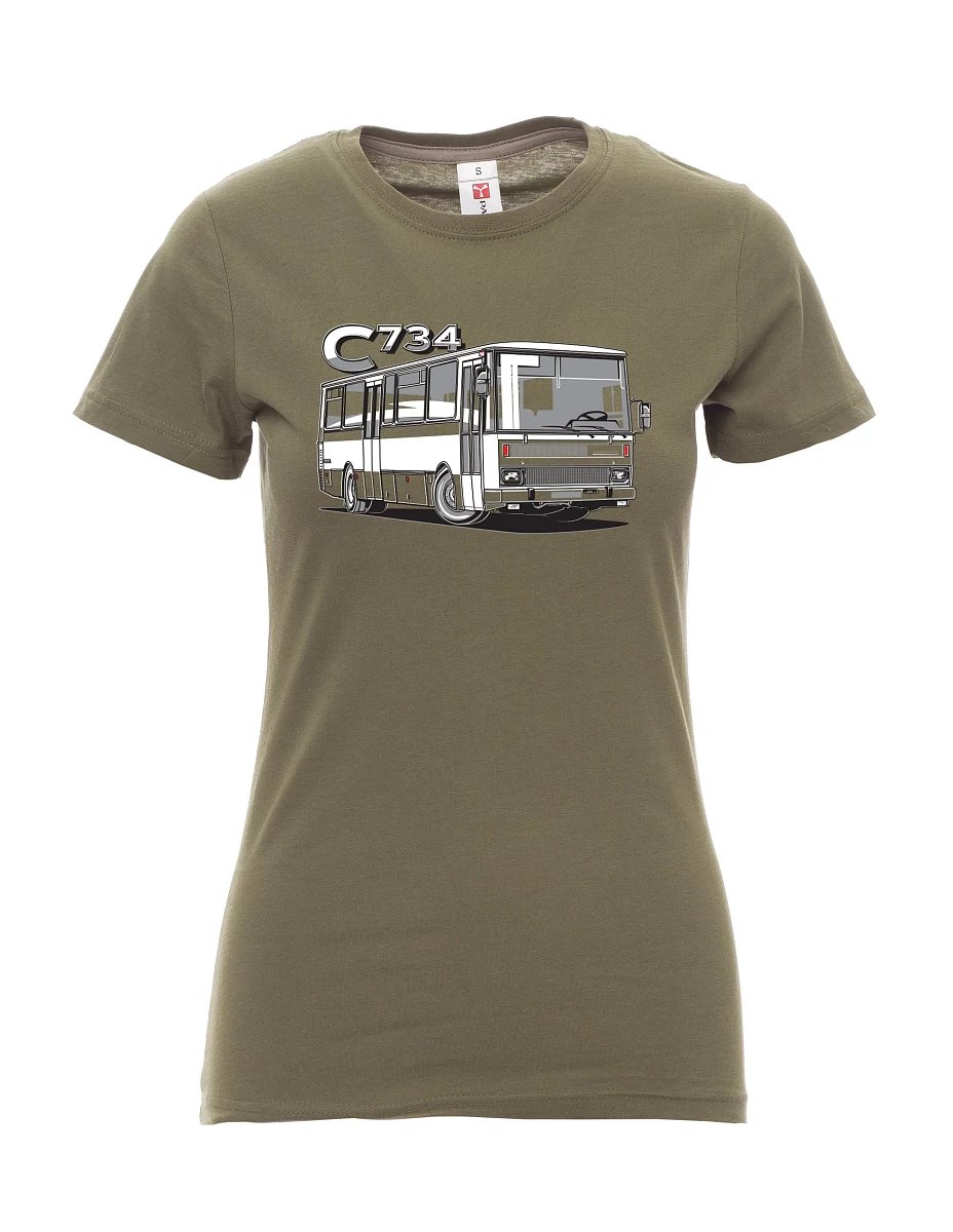 Khaki dámské tričko autobus C734