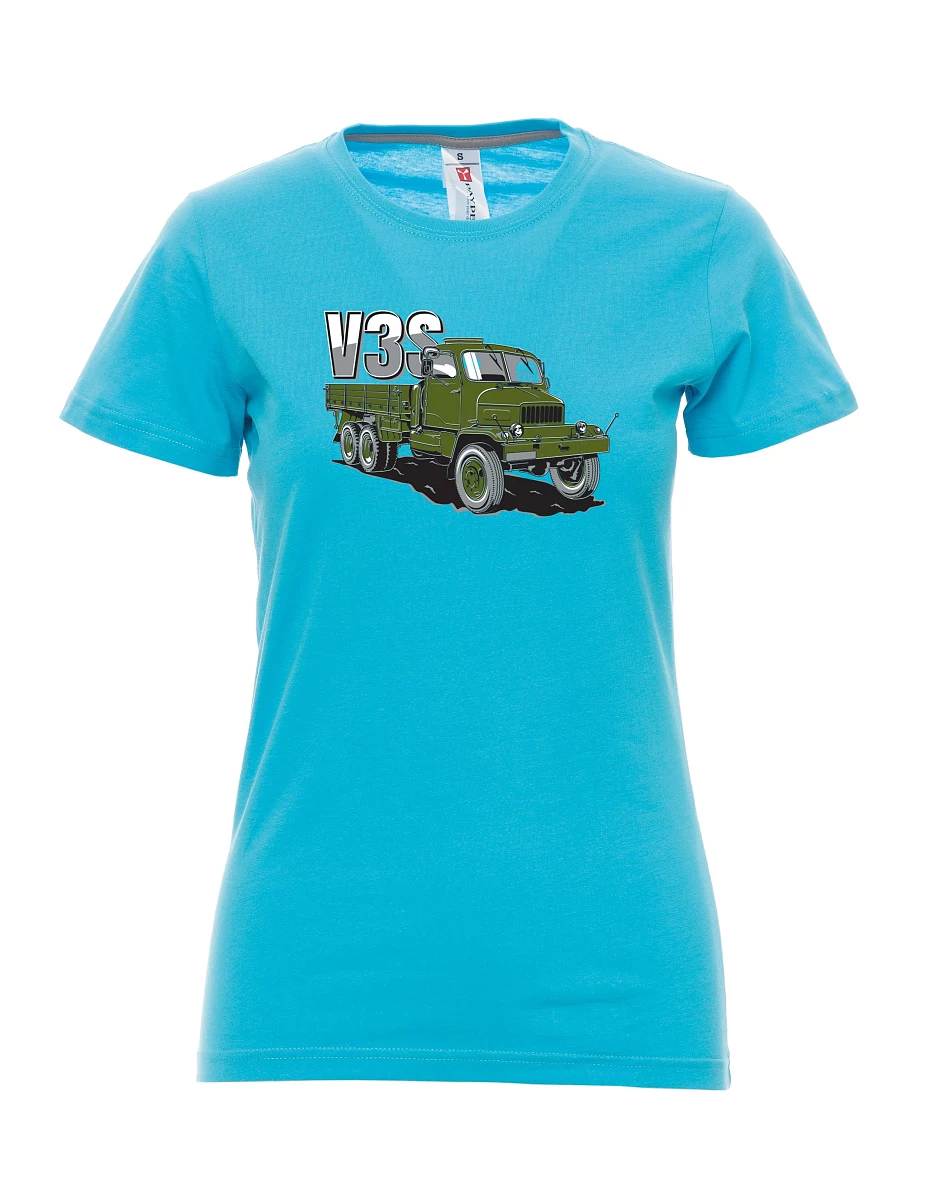 Atolově modré dámské tričko Nákladní automobil V3S Valník