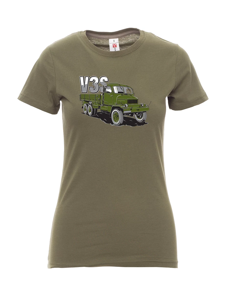 Khaki dámské tričko Nákladní automobil V3S Valník