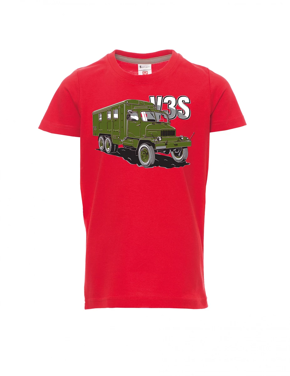 Červené dětské tričko Nákladní automobil V3S Skříň
