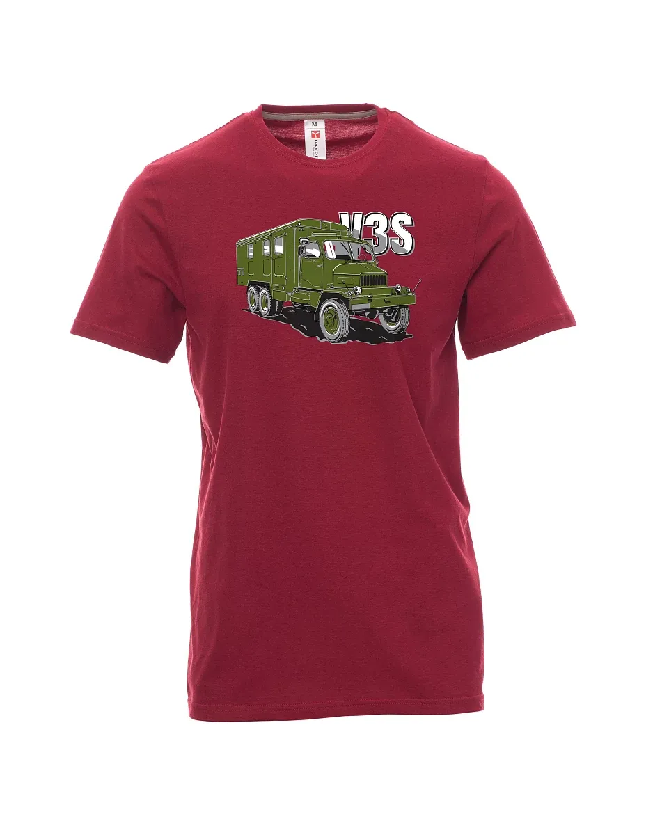 Tmavě červené pánské tričko Nákladní automobil V3S Skříň