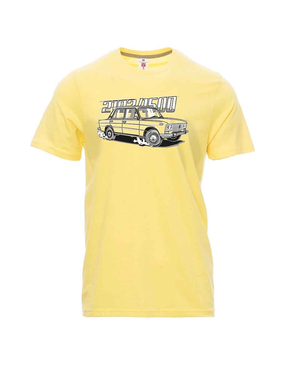 Světle žluté pánské tričko s motivem Lada 2103 / VAZ 1500