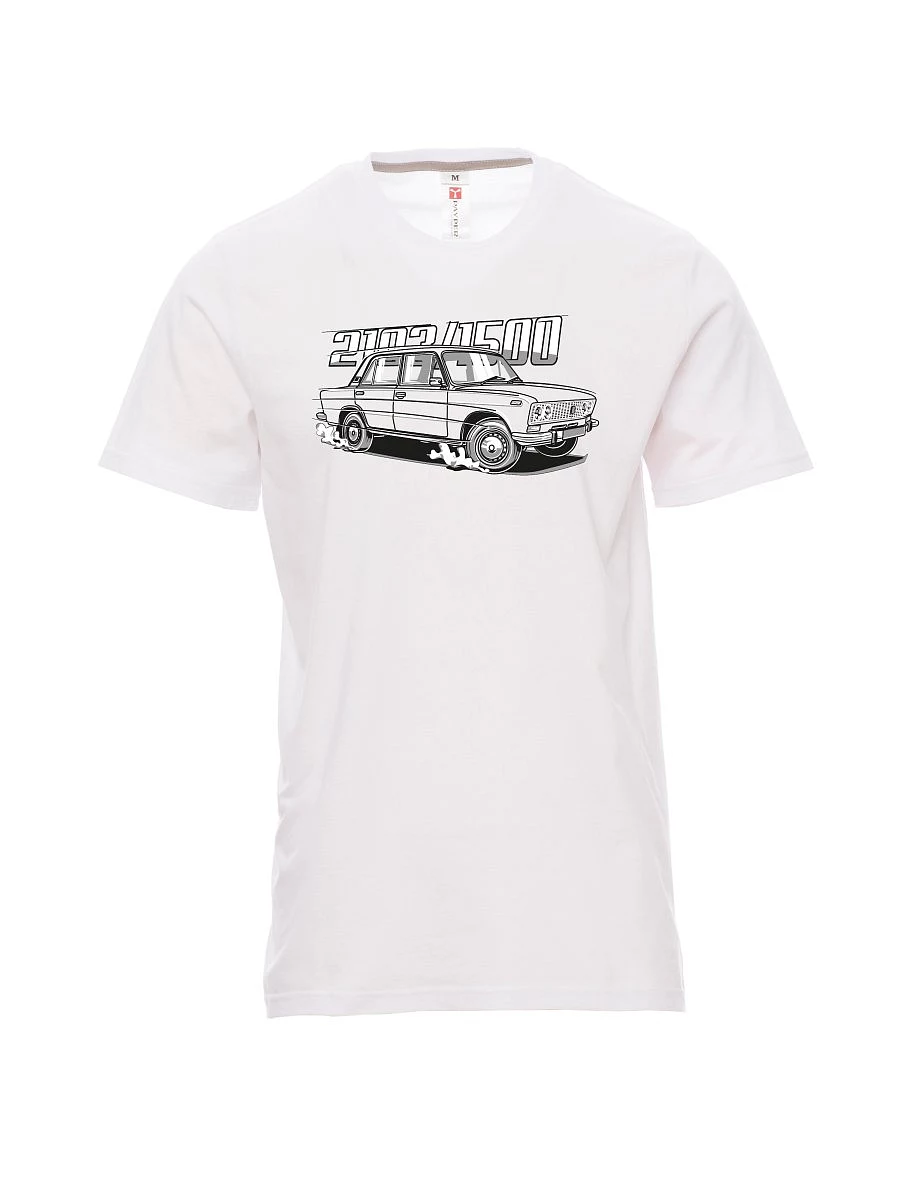 Bílé pánské tričko s motivem Lada 2103 / VAZ 1500