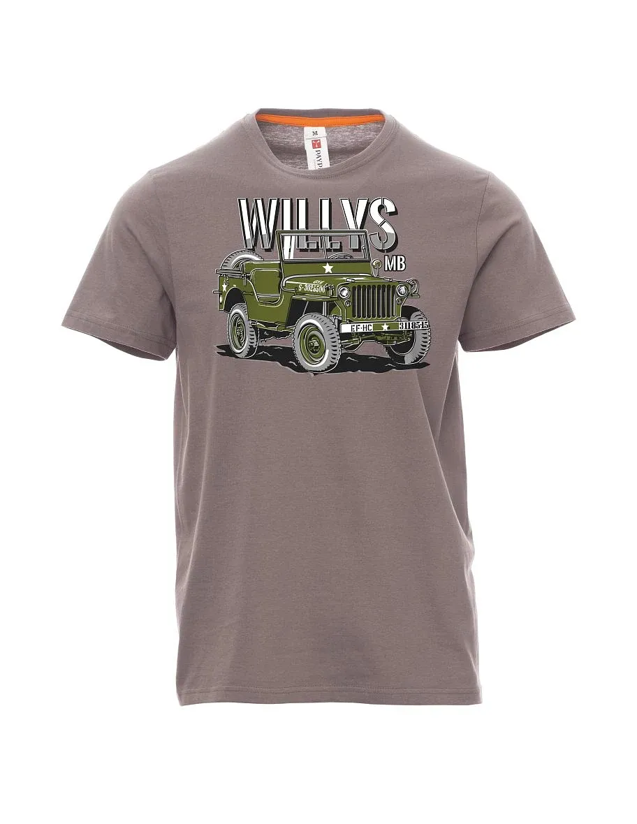 Ocelově šedé pánské tričko Willys MB