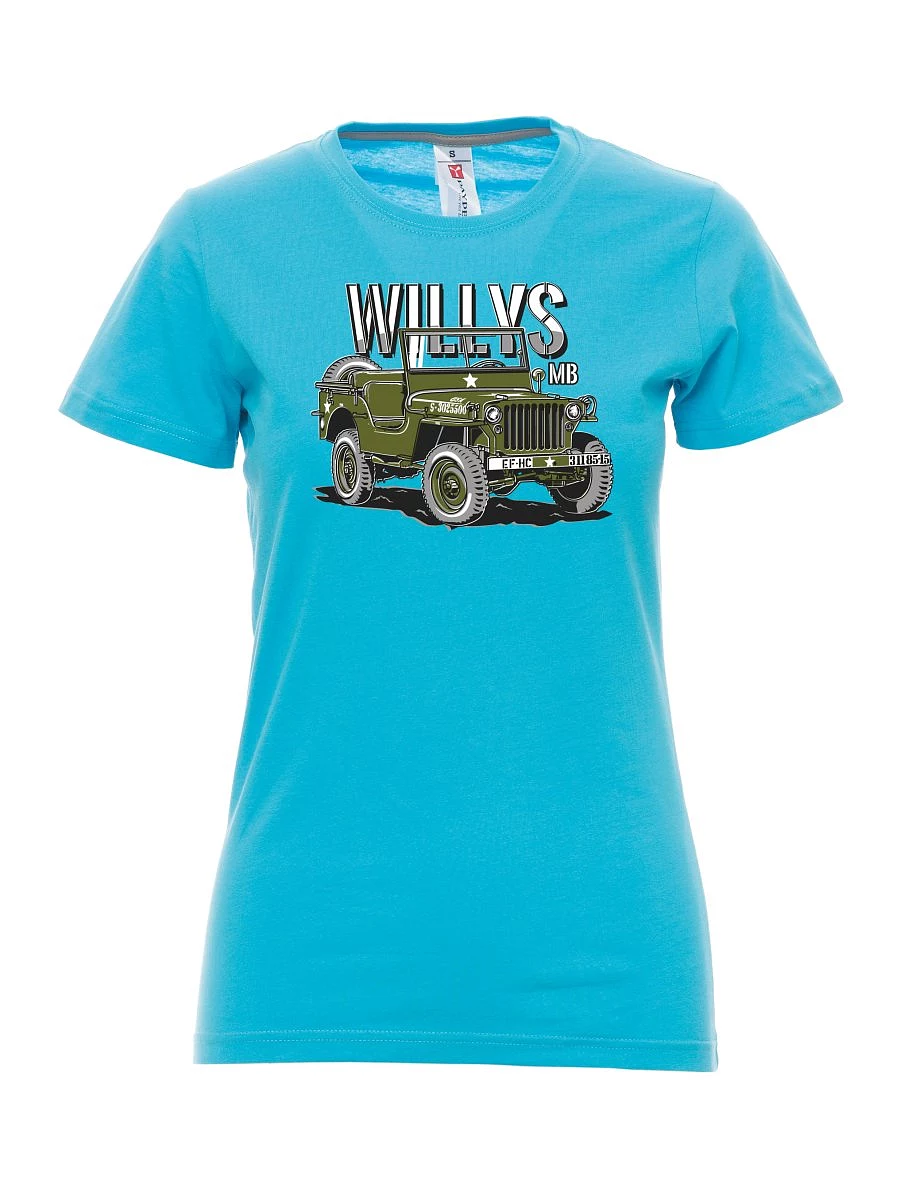 Atolově modré dámské tričko Willys MB