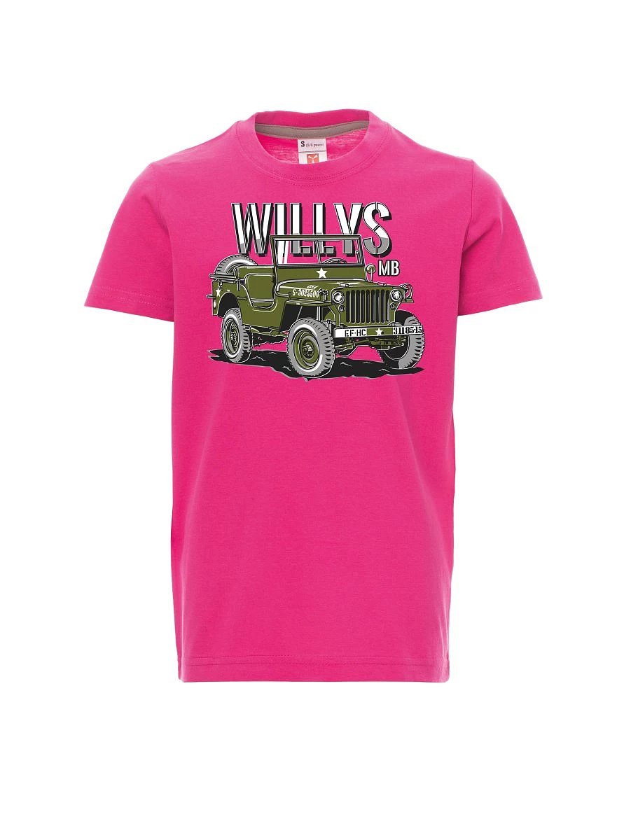 Růžové dětské tričko Willys MB
