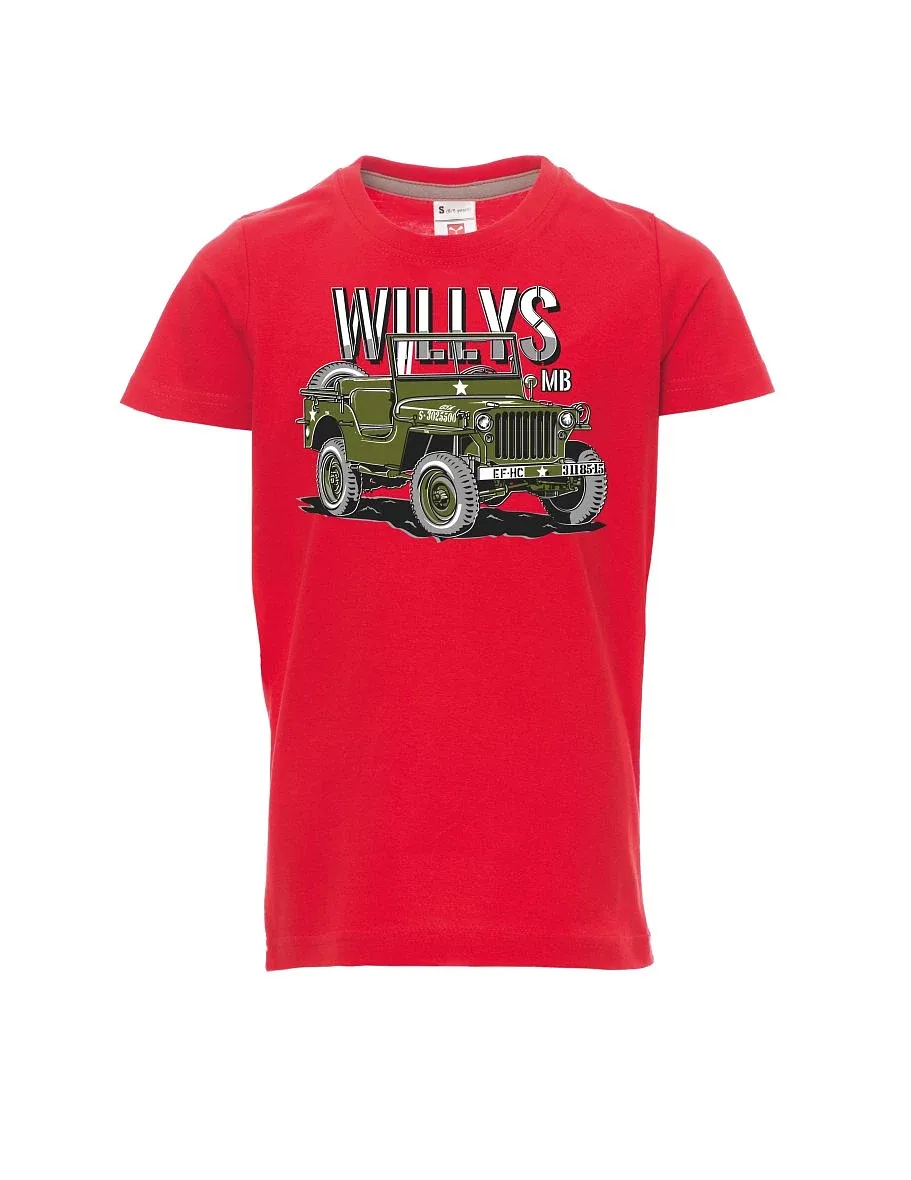 Červené dětské tričko Willys MB