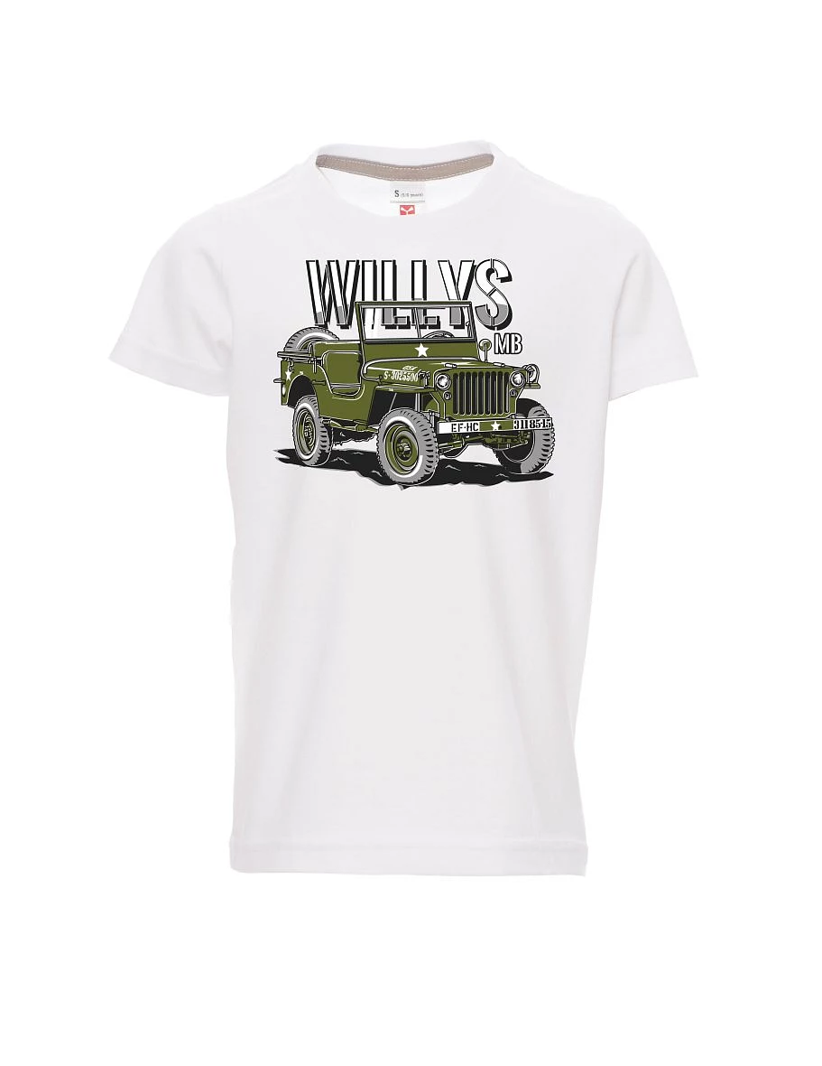 Bílé dětské tričko Willys MB