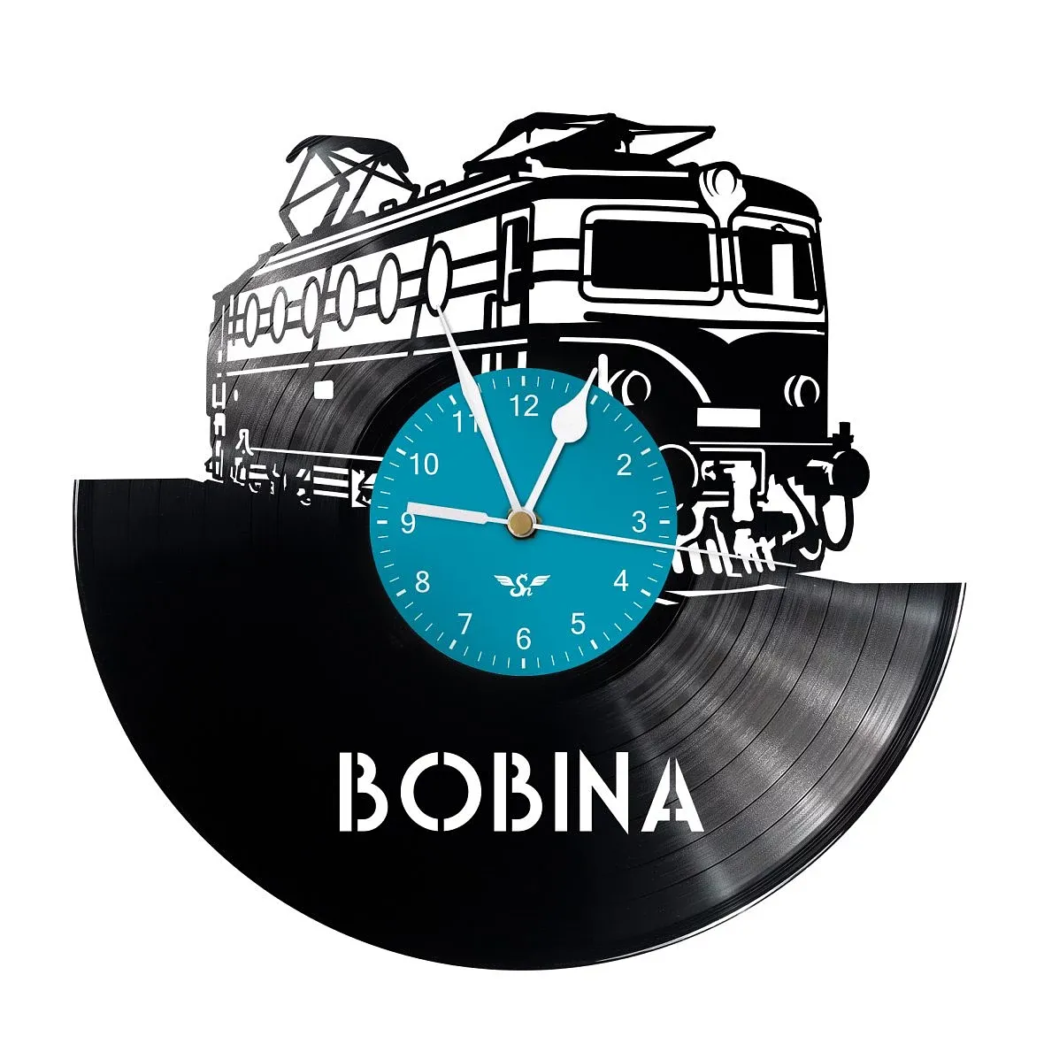 Hodiny z gramodesky s motivem Lokomotiva 140 "Bobina"