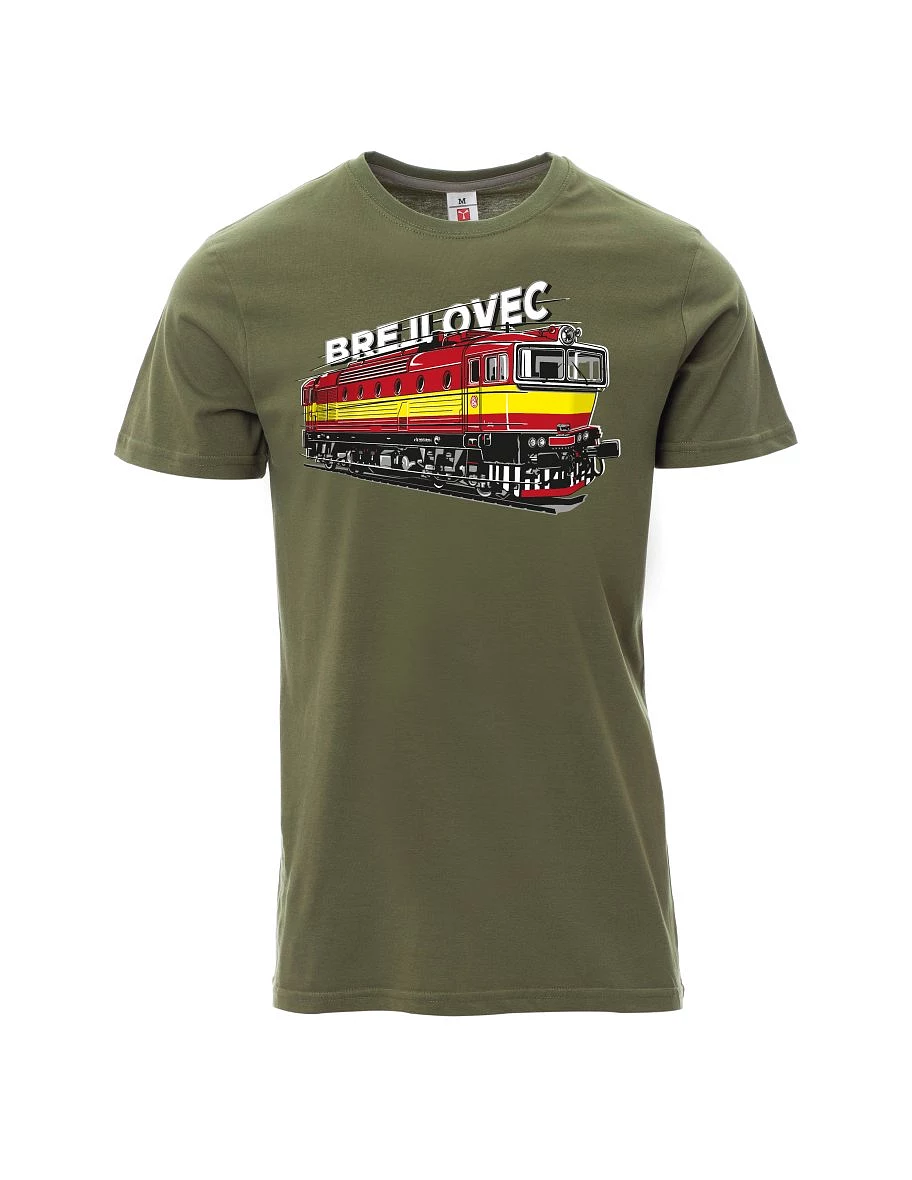 Khaki pánské tričko Lokomotiva 753 "Brejlovec"