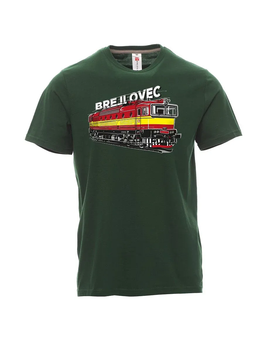 Tmavě zelené pánské tričko Lokomotiva 753 "Brejlovec"