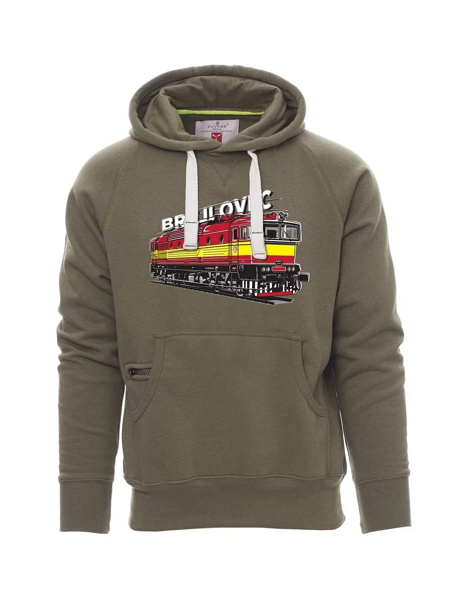 Khaki pánská mikina Lokomotiva 753 "Brejlovec"