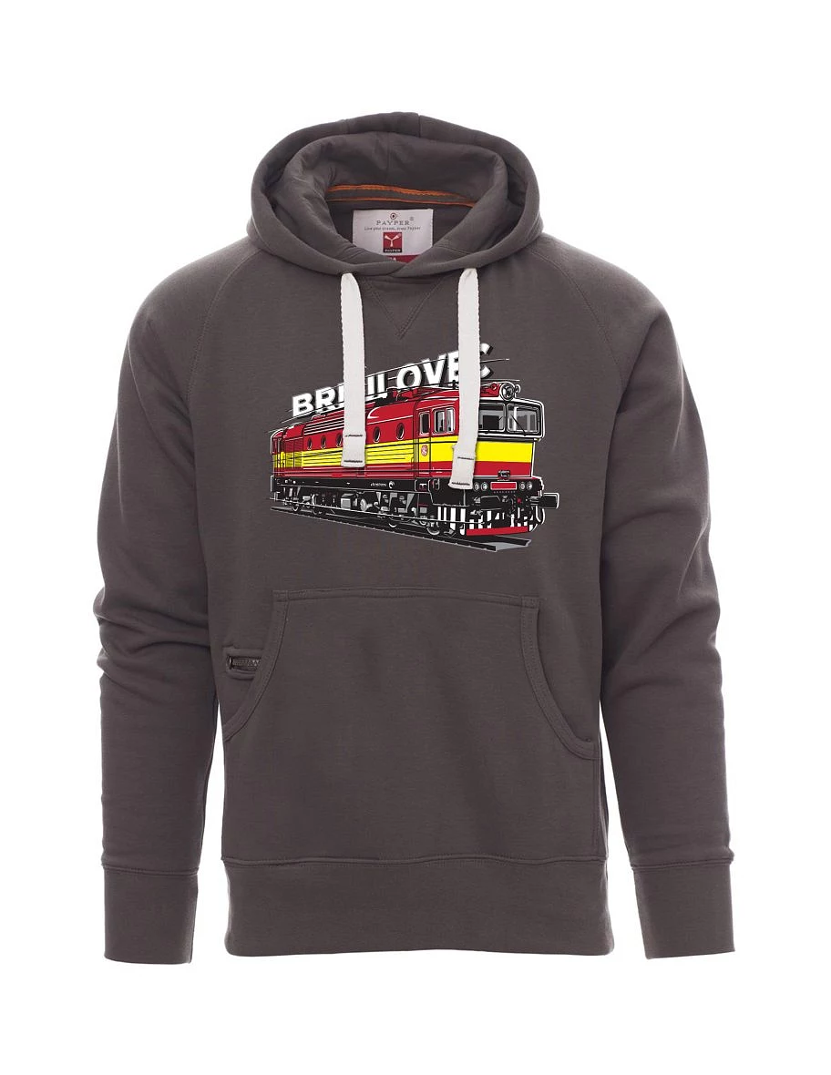 Šedá pánská mikina Lokomotiva 753 "Brejlovec"