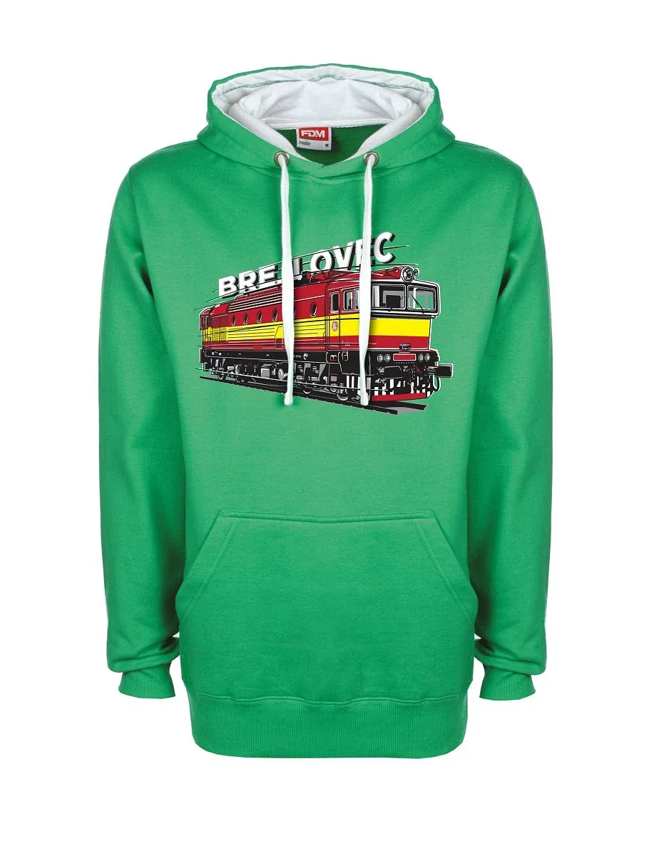 Bílo-zelená mikina Lokomotiva 753 "Brejlovec"