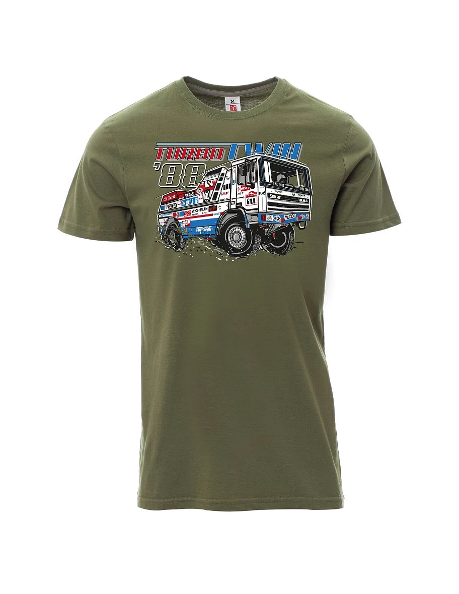 Khaki pánské tričko TurboTwin z Dakaru 1988