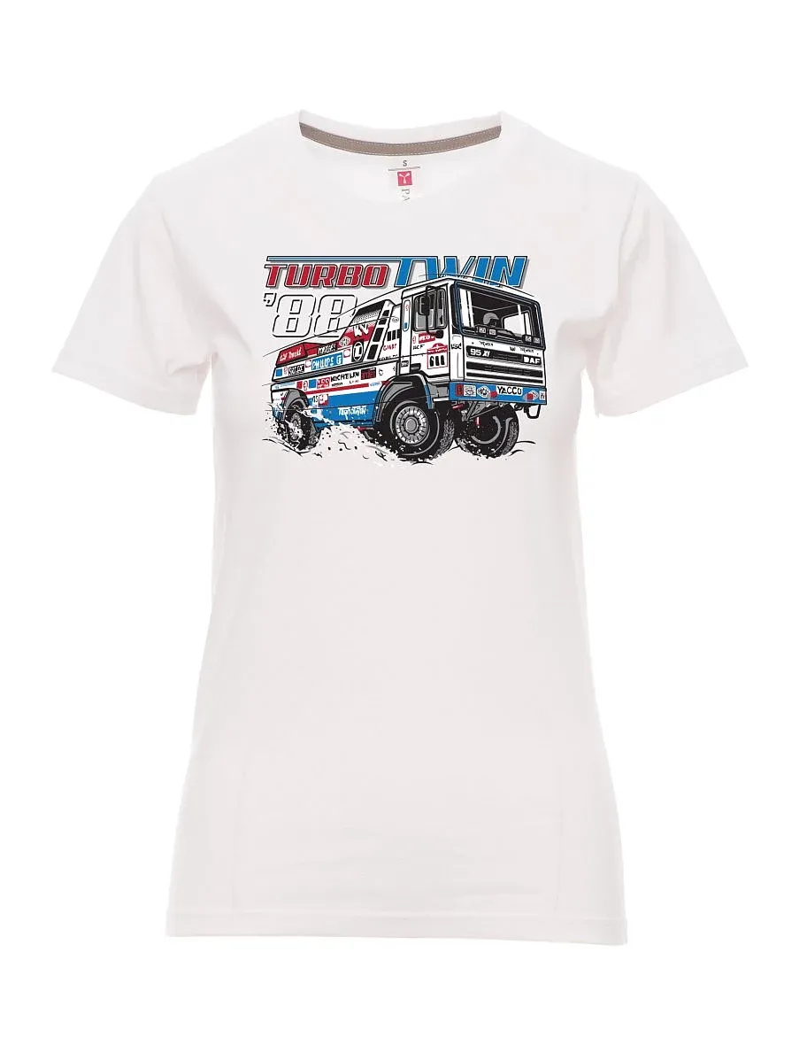 Bílé dámské tričko TurboTwin z Dakaru 1988