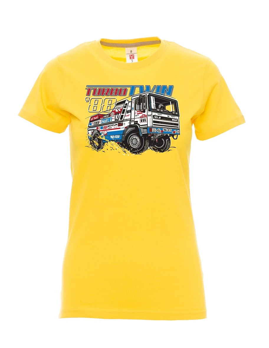 Žluté dámské tričko TurboTwin z Dakaru 1988