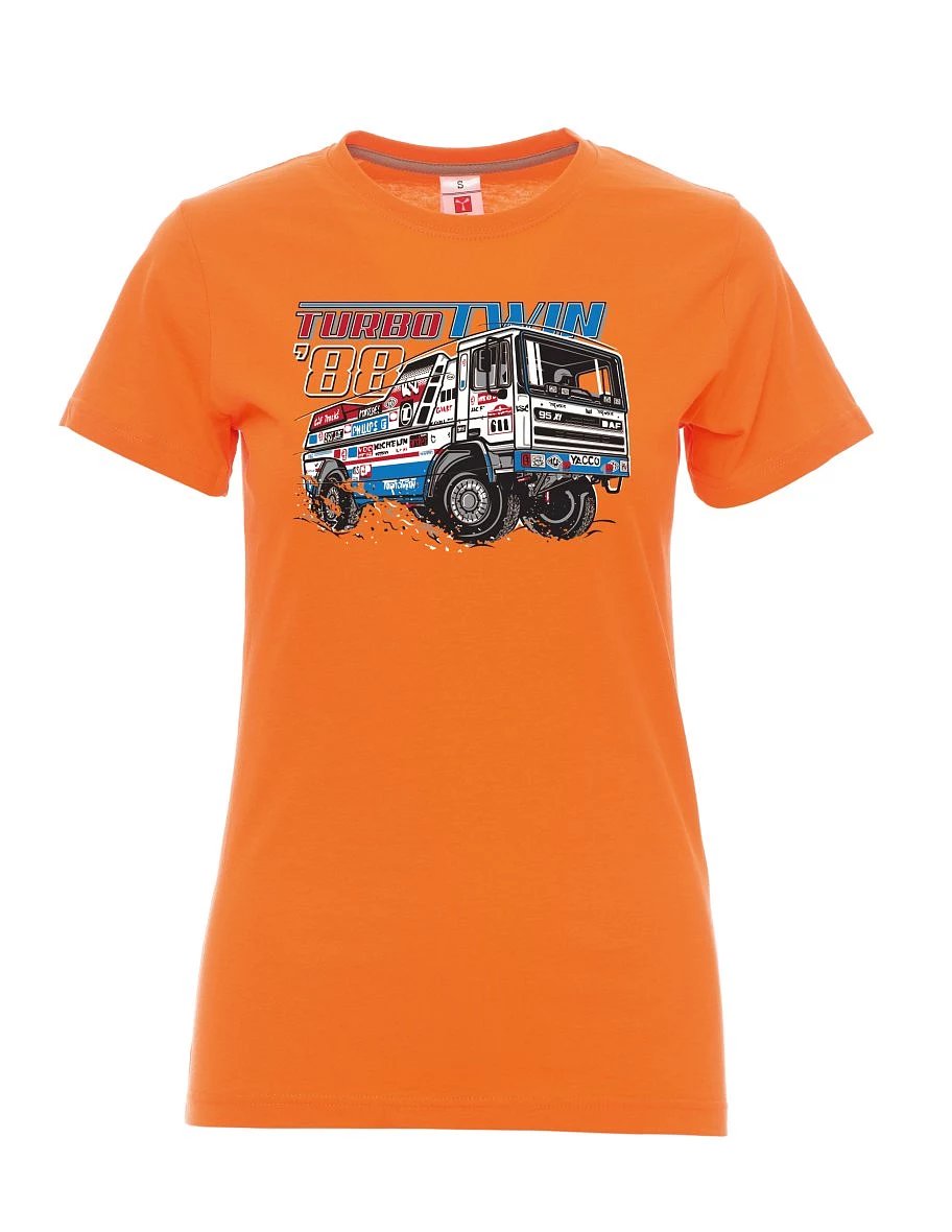 Oranžové dámské tričko TurboTwin z Dakaru 1988