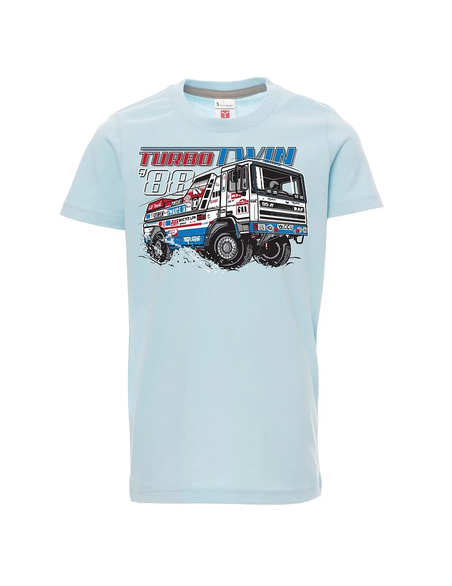 Bledě modré dětské tričko TurboTwin z Dakaru 1988