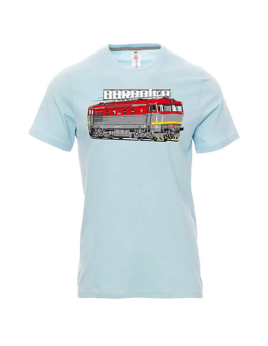 Bledě modré pánské tričko Lokomotiva Bardotka
