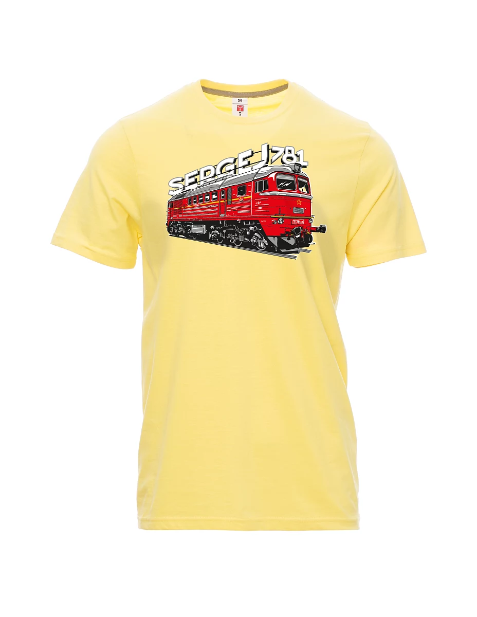 Světle žluté pánské tričko Lokomotiva 781 "Sergej" (M62)