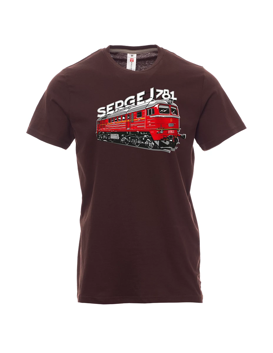 Tmavě hnědé pánské tričko Lokomotiva 781 "Sergej" (M62)