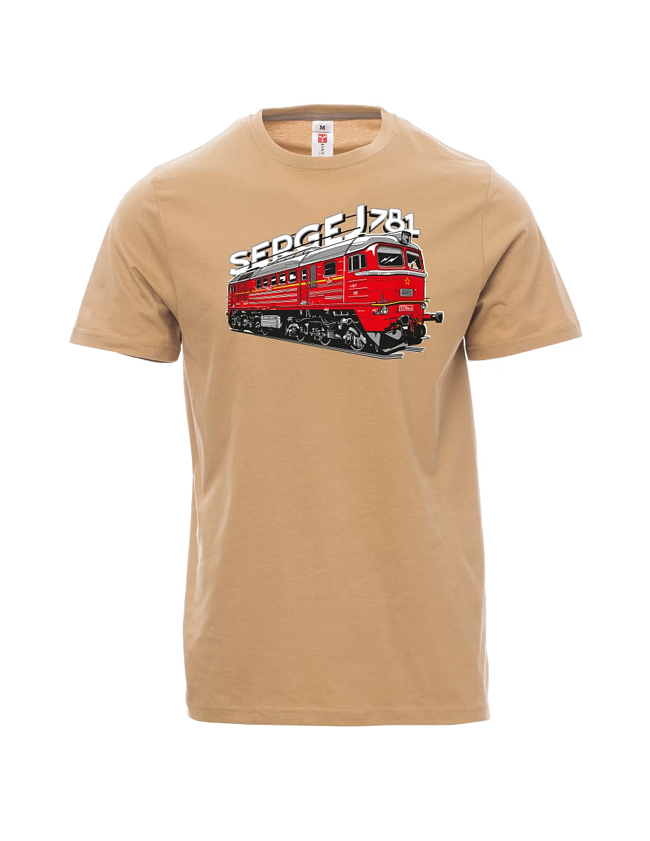 Hnědé pánské tričko Lokomotiva 781 "Sergej" (M62)