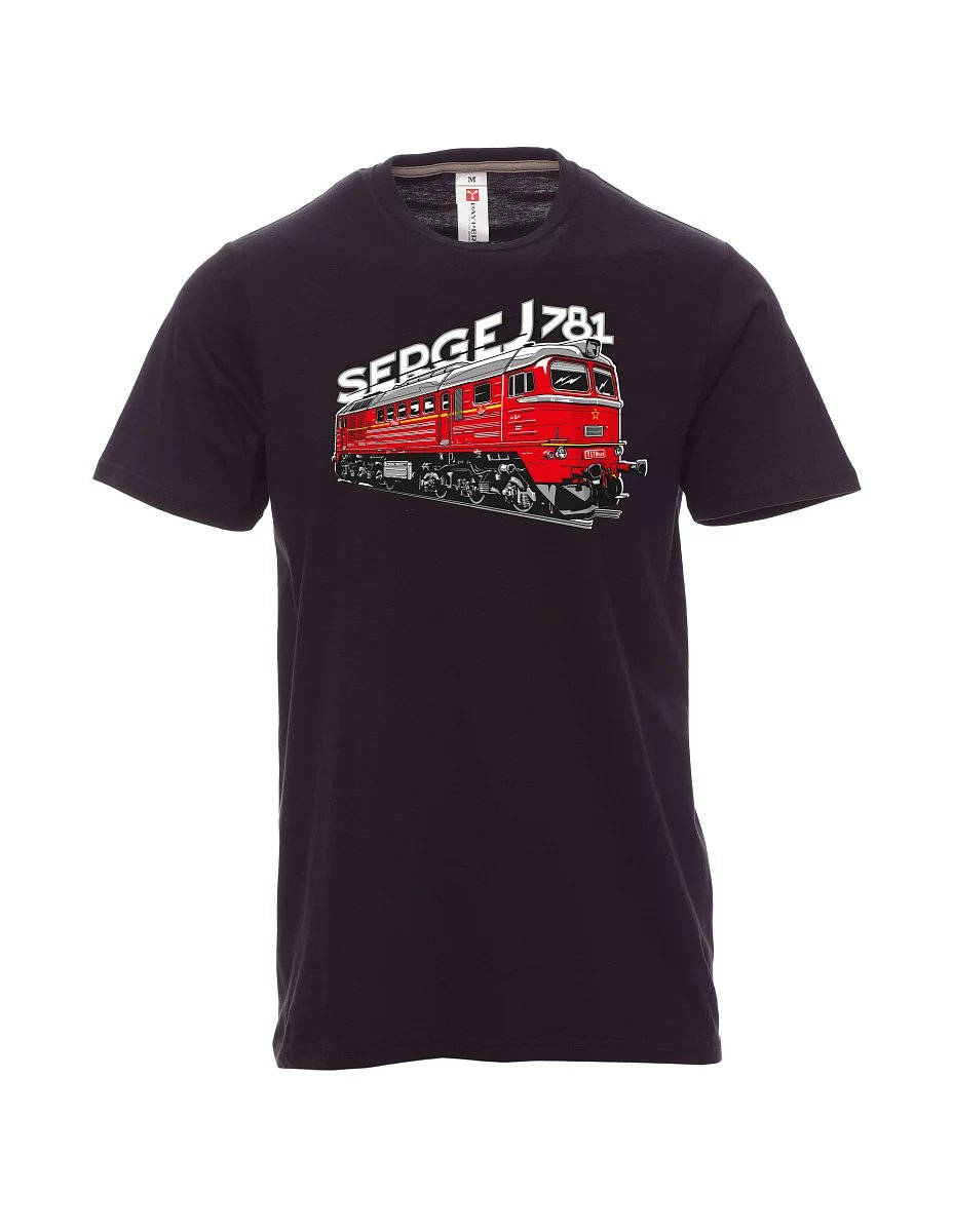Černé pánské tričko Lokomotiva 781 "Sergej" (M62)