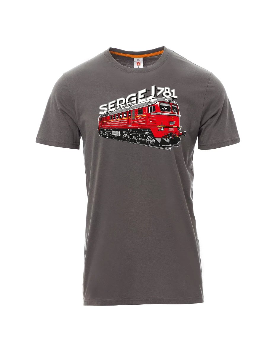 Šedé pánské tričko Lokomotiva 781 "Sergej" (M62)