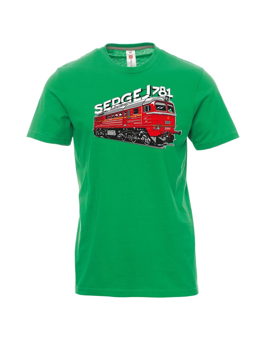 Zelené pánské tričko Lokomotiva 781 "Sergej" (M62)